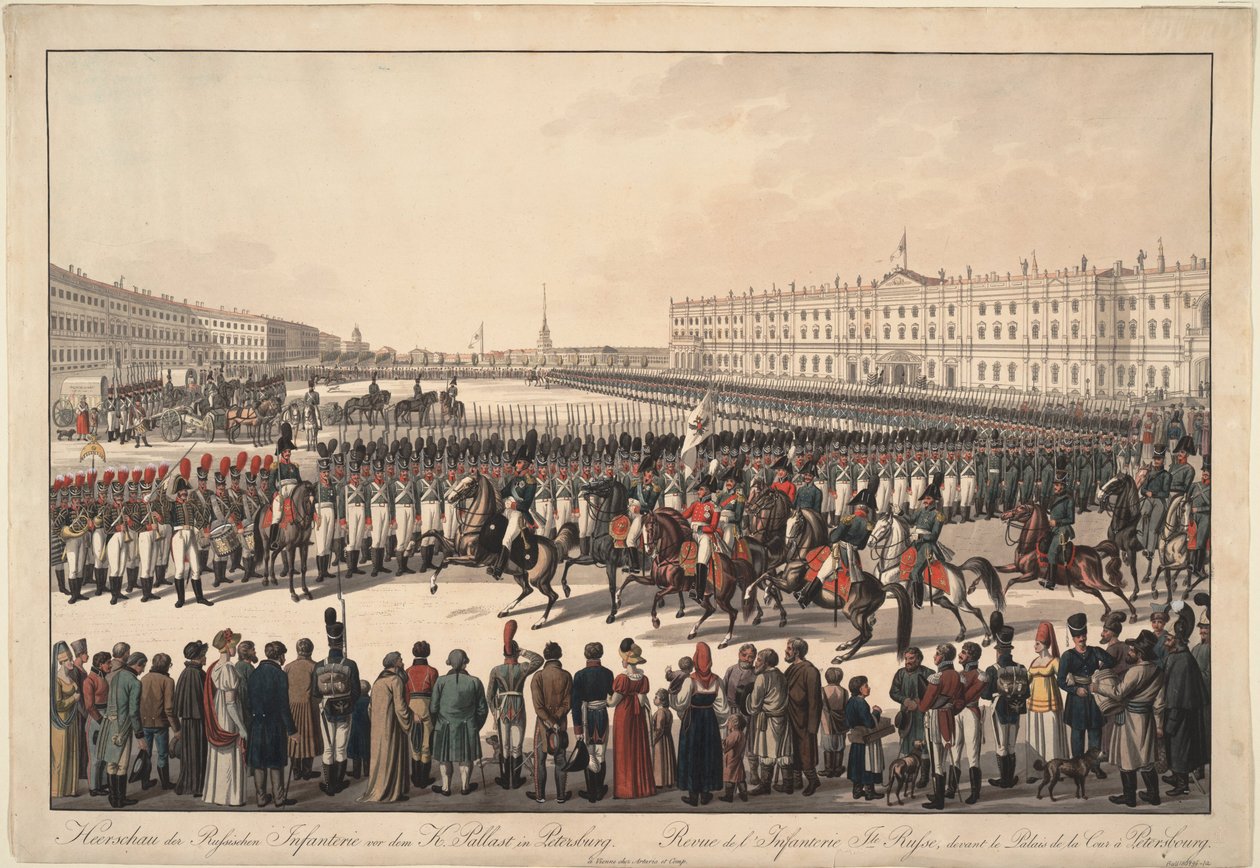 A Review of the Russian Infantry on the Palace Square in St Petersburg by Wilhelm Kobell Ritter von
