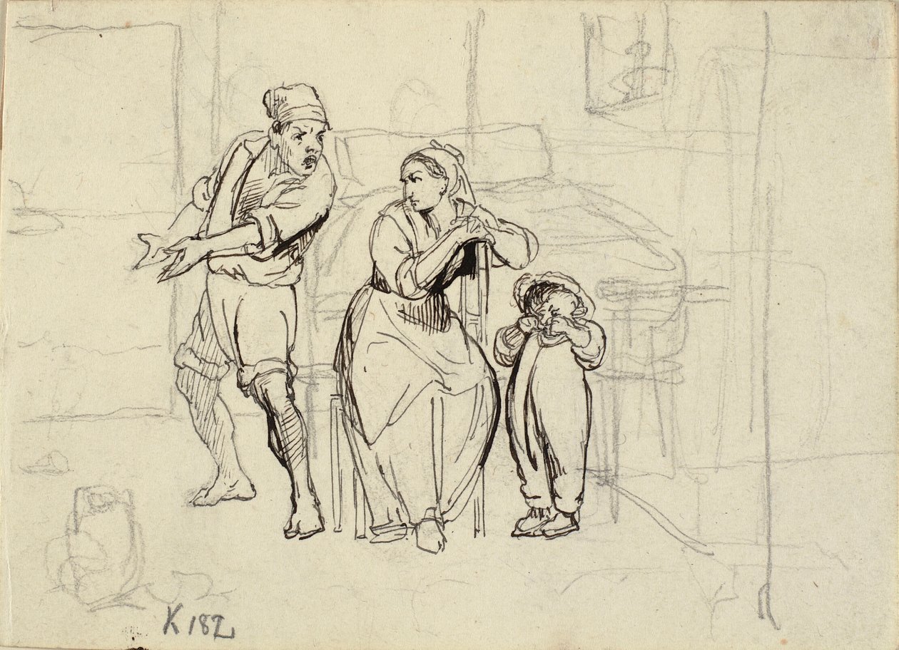 A Man Scolding His Wife and Little Boy by Wilhelm Marstrand