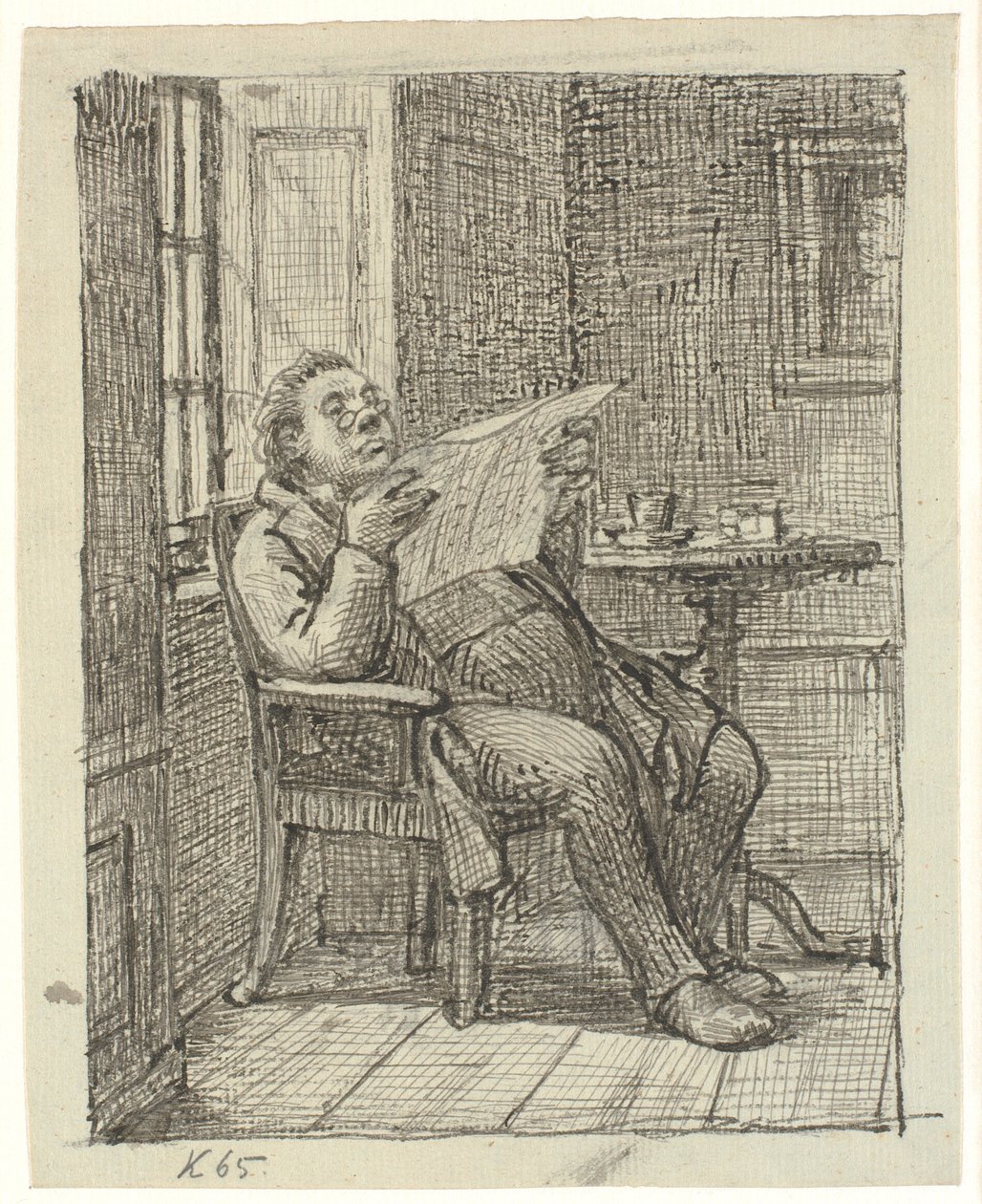A Fat Gentleman Reading a Newspaper with His Coffee by Wilhelm Marstrand