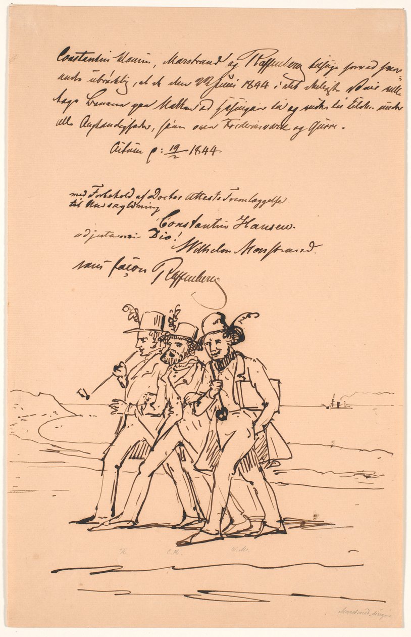 Marstrand, Constantin Hansen and Raffenberg on a Walking Tour by Wilhelm Marstrand