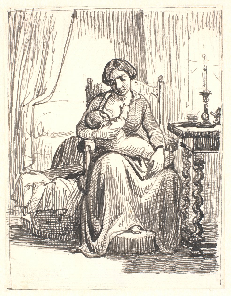 Mother with Nursing Child, Lit Candle on the Right by Wilhelm Marstrand