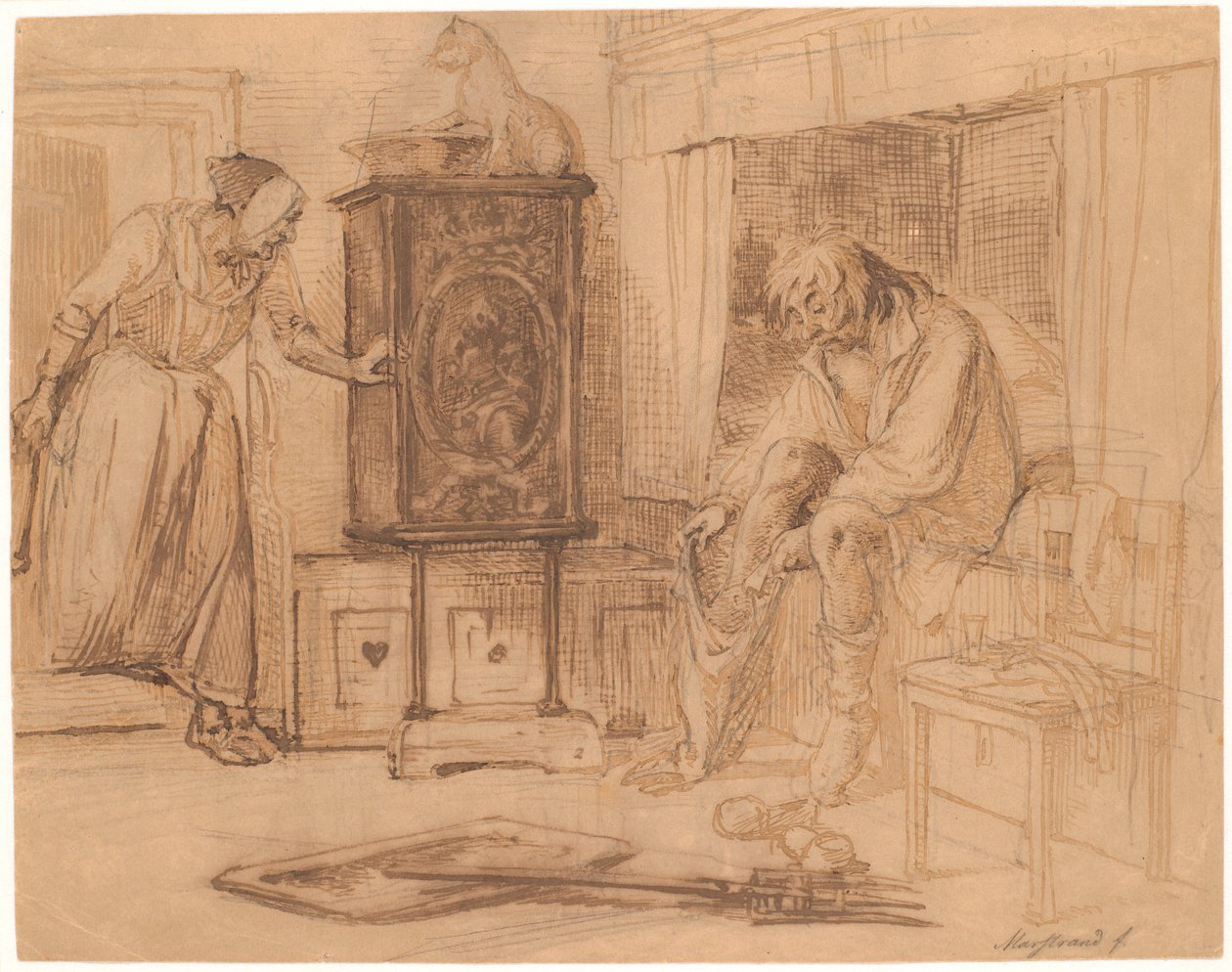 Nille Finds Jeppe Sleeping with His Pants on One Leg by Wilhelm Marstrand
