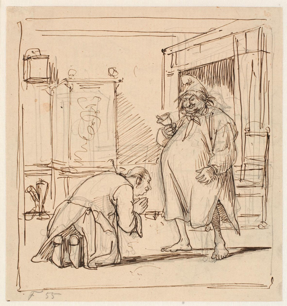Peder Paars Book 1, Song 4. Per Degn Fears the Bailiff by Wilhelm Marstrand