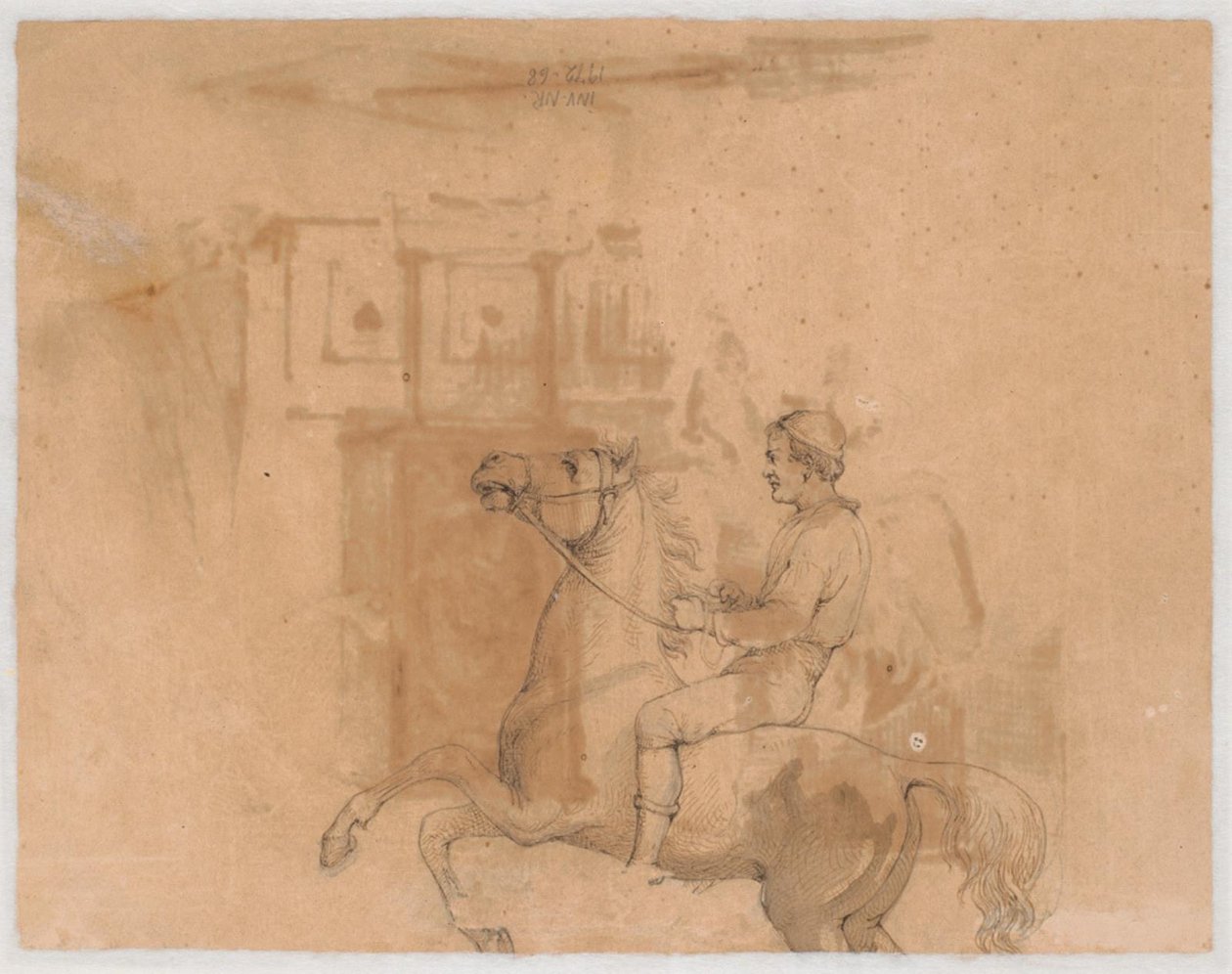 Riding Farmer on a Rearing Horse by Wilhelm Marstrand