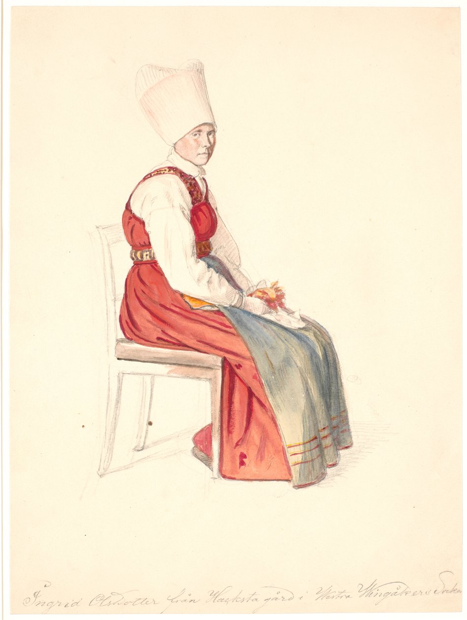 Seated Swedish Peasant Woman with High Headscarf by Wilhelm Marstrand