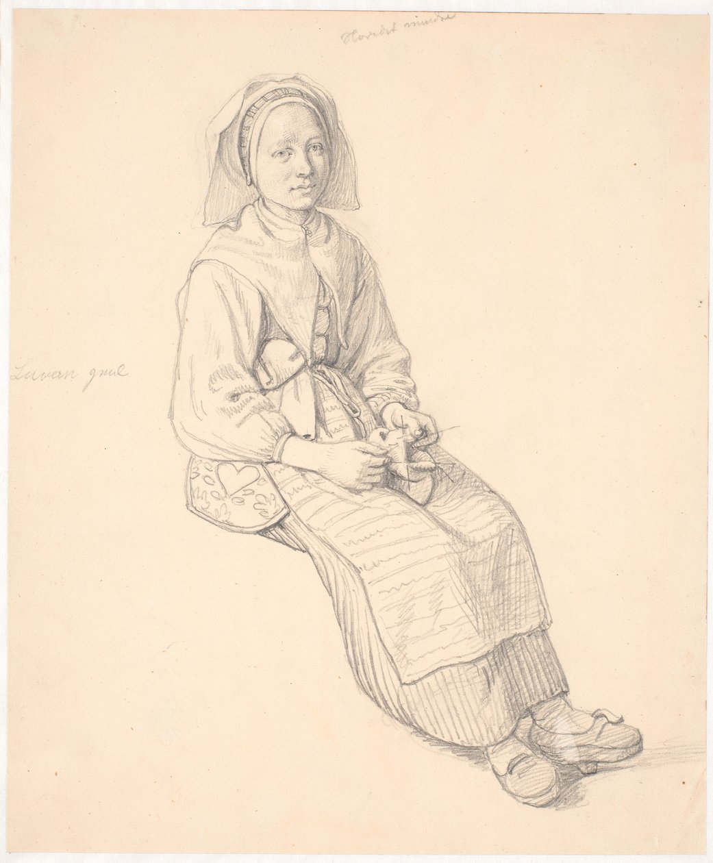 Sitting Swedish Woman with Knitting by Wilhelm Marstrand