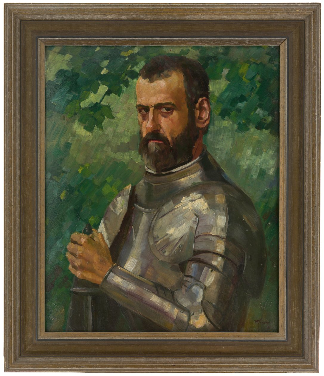 Bust Portrait of a Man in Armour by Wilhelm Trübner