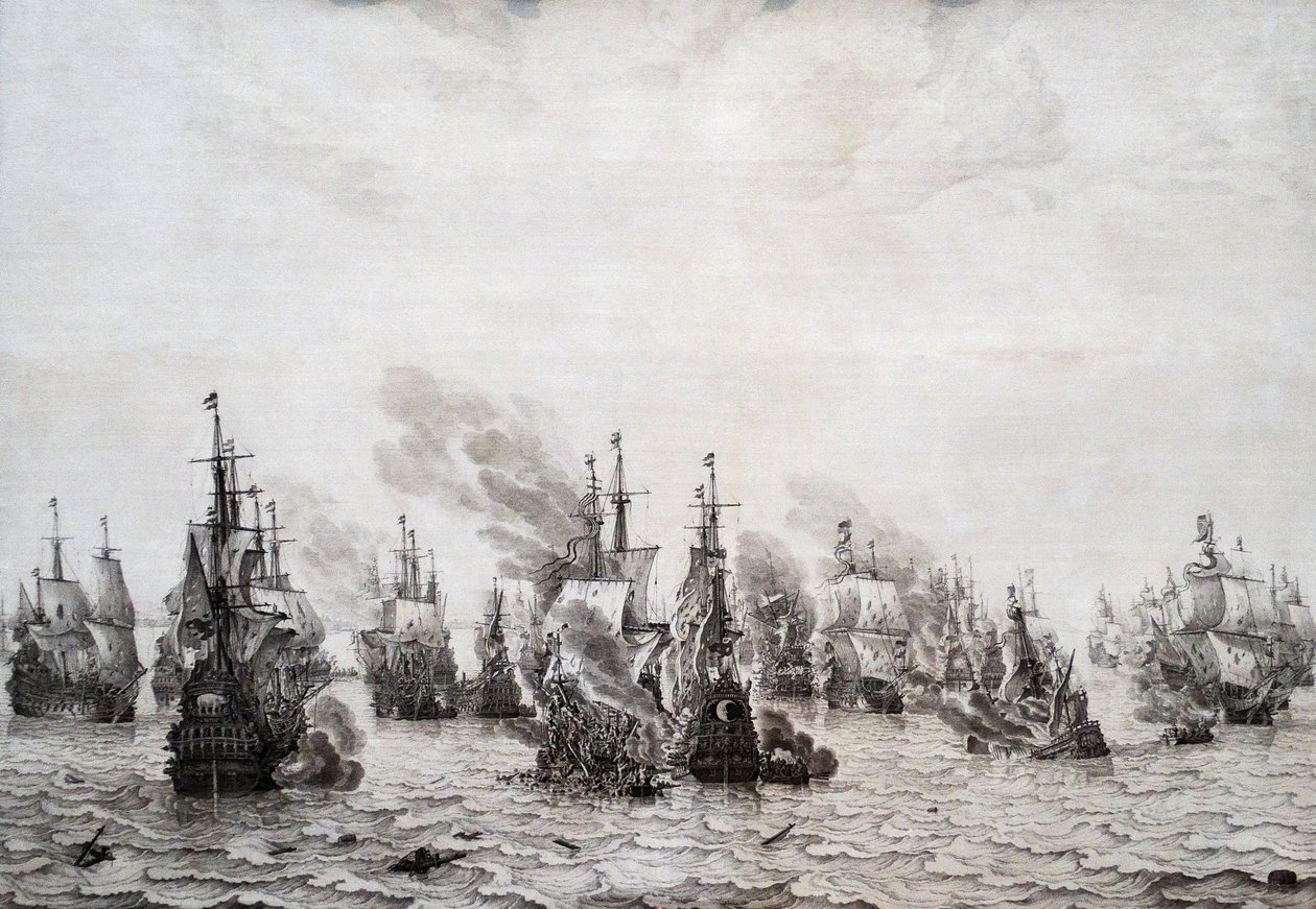The Battle of Livorno by Willem van de Velde the Elder