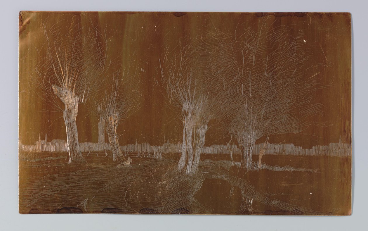 Willows by the Ditch at Binckhorstlaan in The Hague by Willem Adrianus Grondhout (signed by artist)