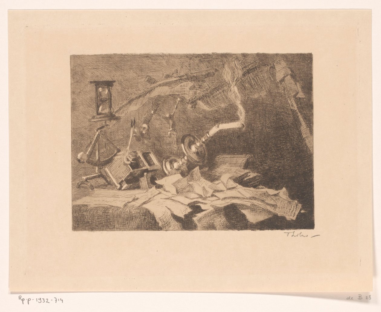 Still Life with Falling and Broken Objects by Willem Bastiaan Tholen (signed by artist)