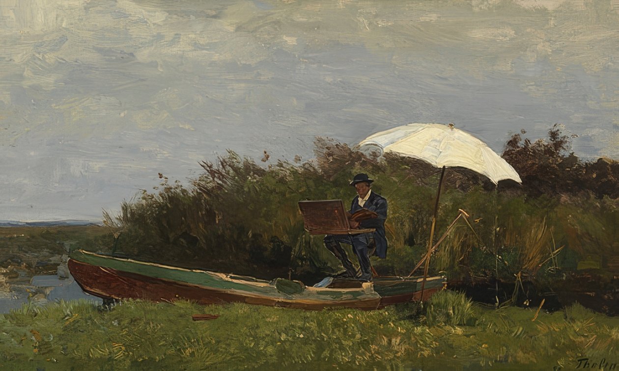 Paul Gabriël Working in a Boat by Willem Bastiaan Tholen