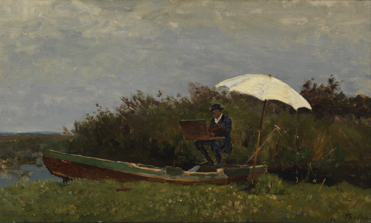 The Painter Gabriël Working in a Boat by Willem Bastiaan Tholen