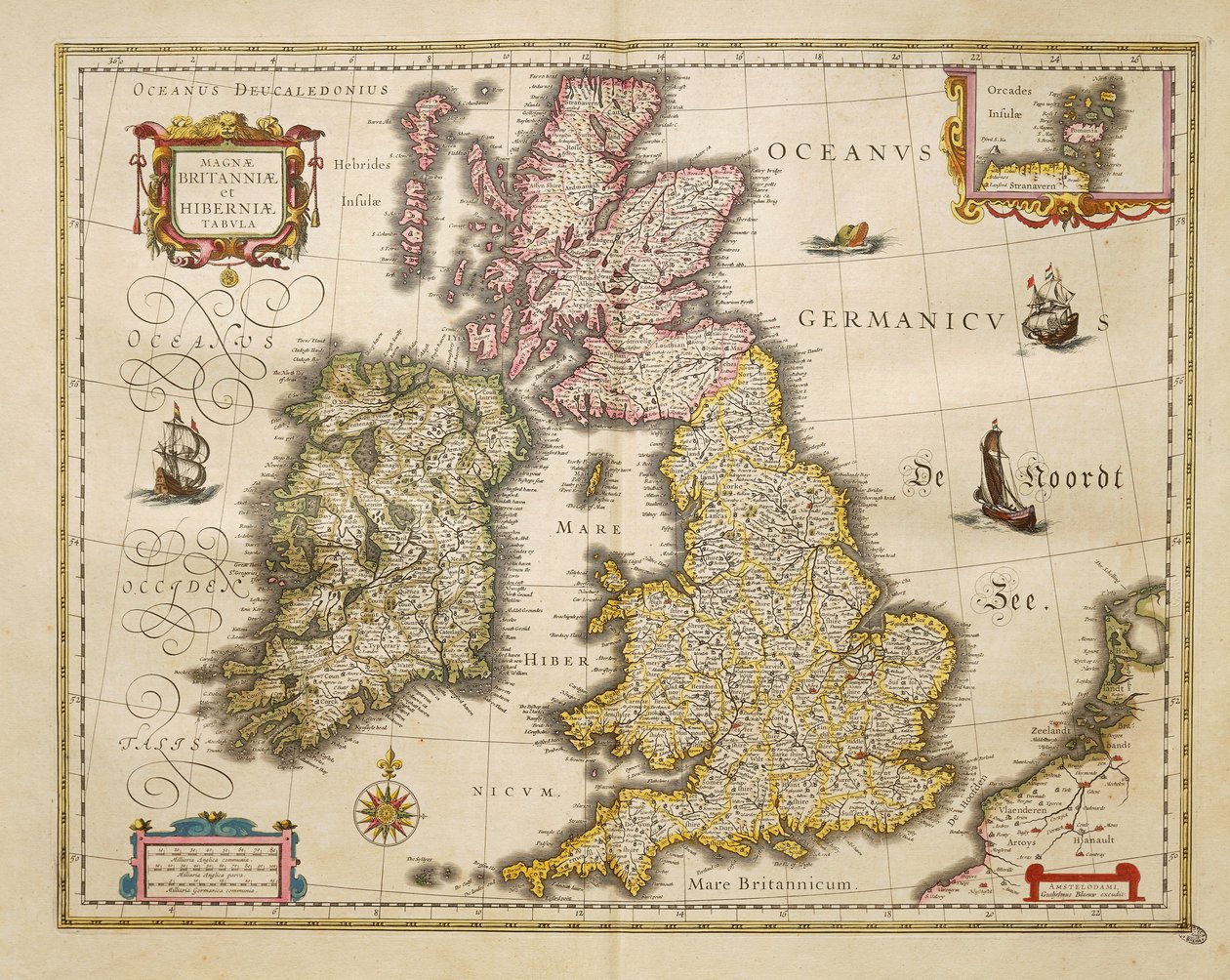 Great Britain and Ireland from Theatrum Orbis Terrarum by Willem Bleau, Amsterdam by Willem Blaeu