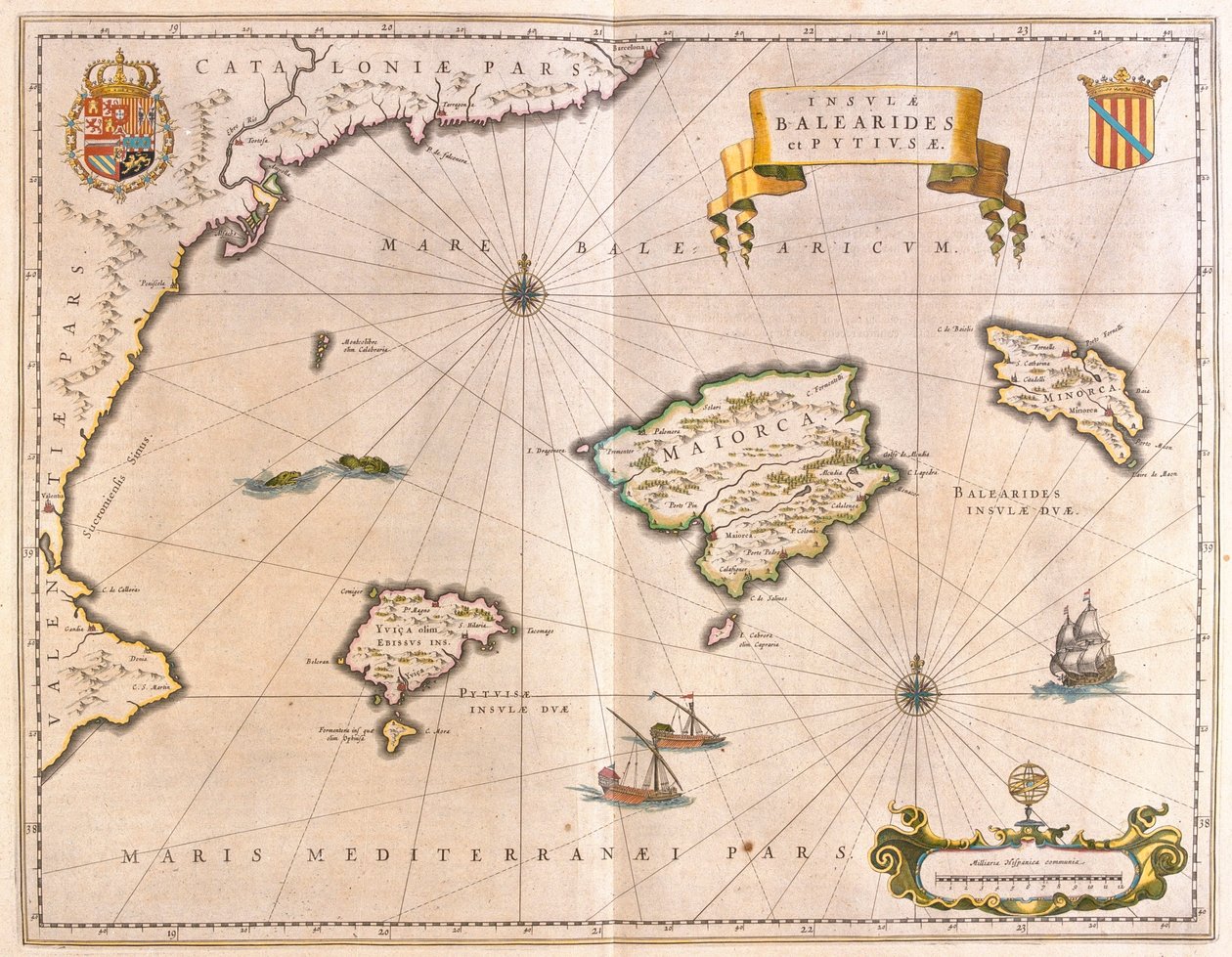 Majorca, Minorca, and Ibiza, including the coasts of Catalonia and Valencia, in 