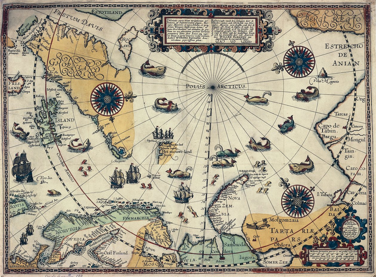 Map of polar regions, by Dutch cartographer Willem Janszoon Blaeu by Willem Blaeu