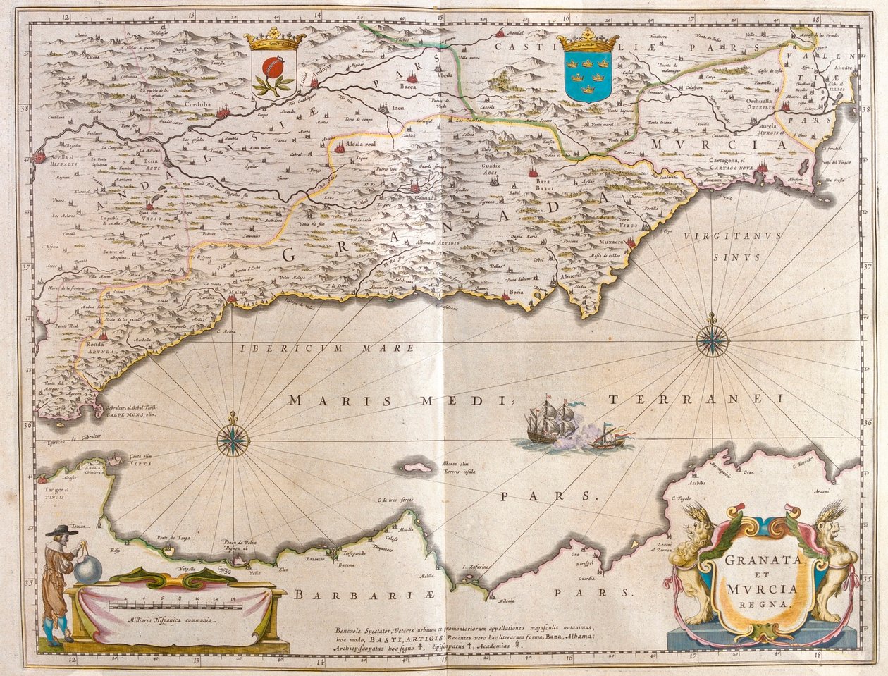 Straits of Gibraltar to Alicante as far inland as the Guadalquivir valley and Seville and the coast of North Africa, in 