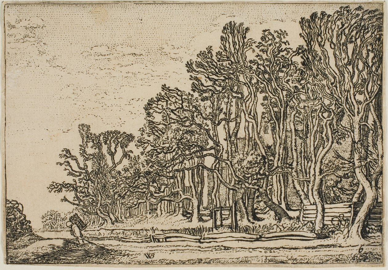 Landscape with Plank-Hedges and Man Bearing Wood by Willem Buytewech