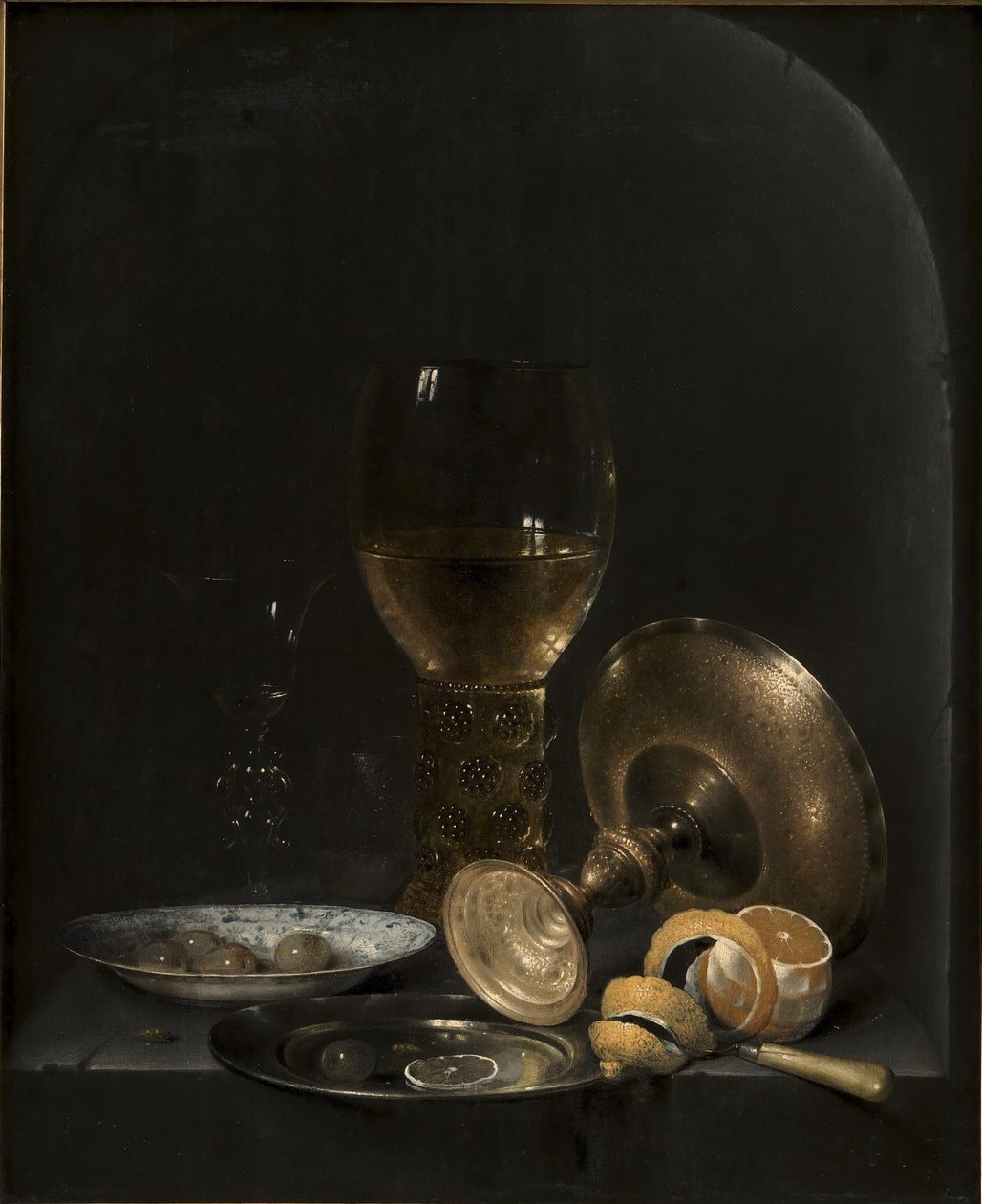 Still life. Breakfast Piece in a Stone Niche by Willem Claesz. Heda