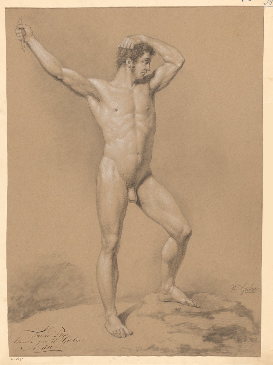 Standing Male Nude, Seen from the Front (2nd Prize 1811) by Willem Grebner