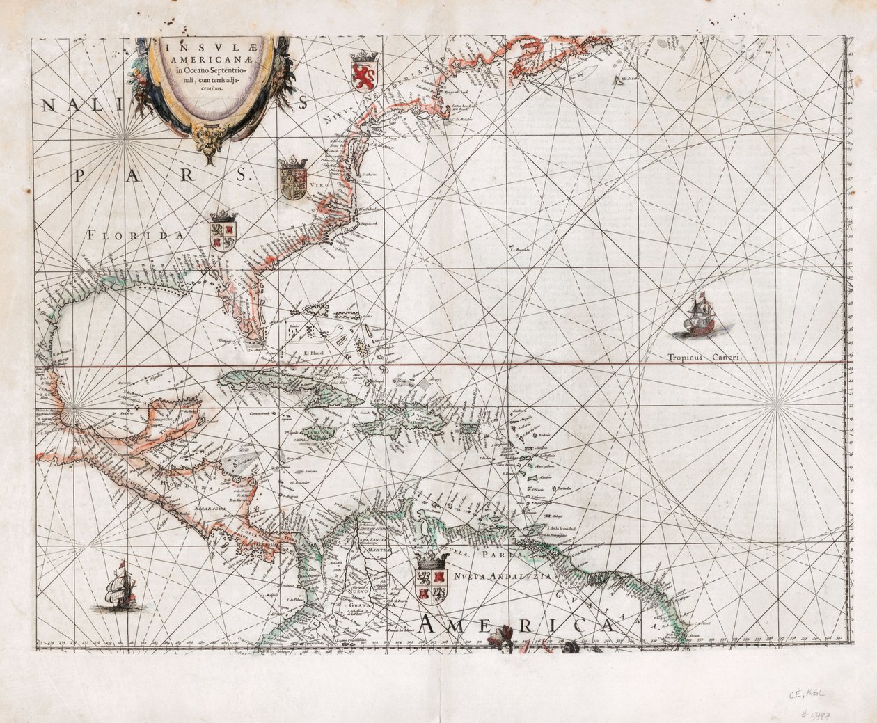American Islands in the North Ocean with Adjacent Lands by Willem Janszoon Blaeu