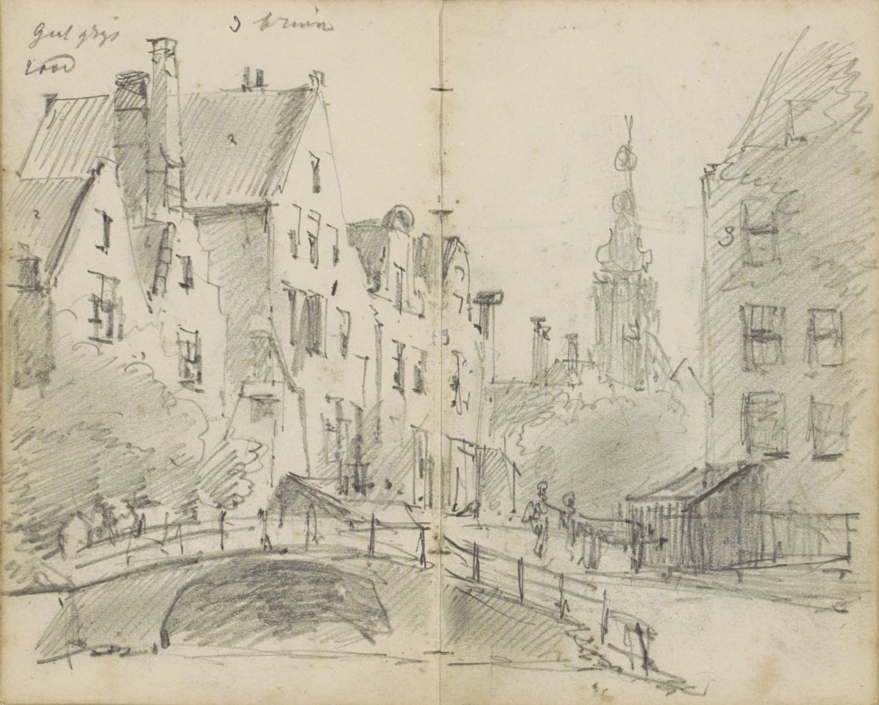 Cityscape with a Bridge over a Canal and a Church Tower by Willem Koekkoek