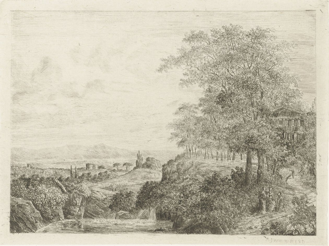 Southern Landscape with Temple and Figures by Willem Matthias Jan van Dielen