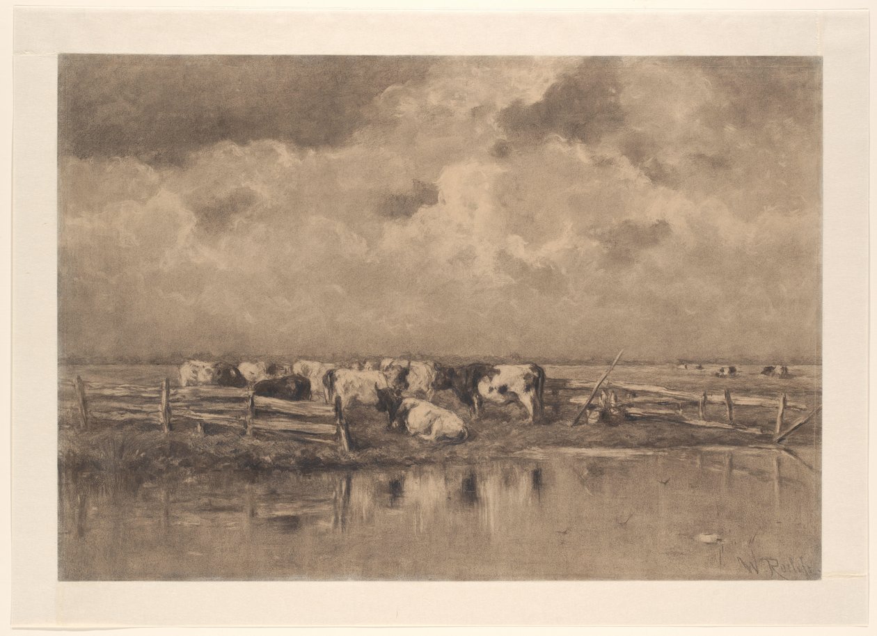 Milk Bend on the Schie by Willem Roelofs (I) (signed by artist)