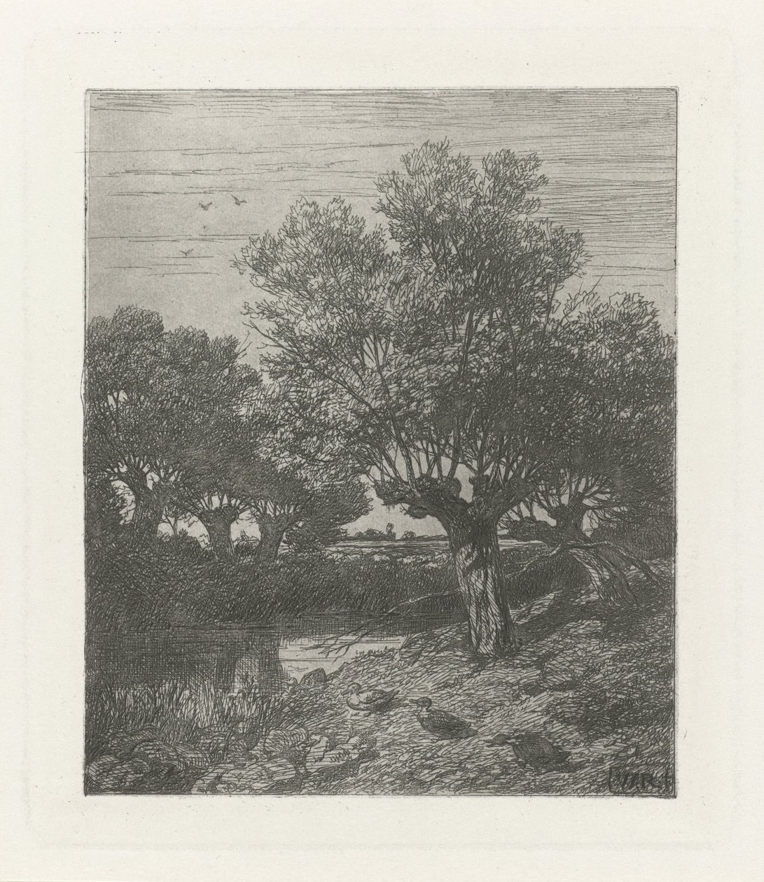 Ducks by a Ditch by Willem Roelofs (I)