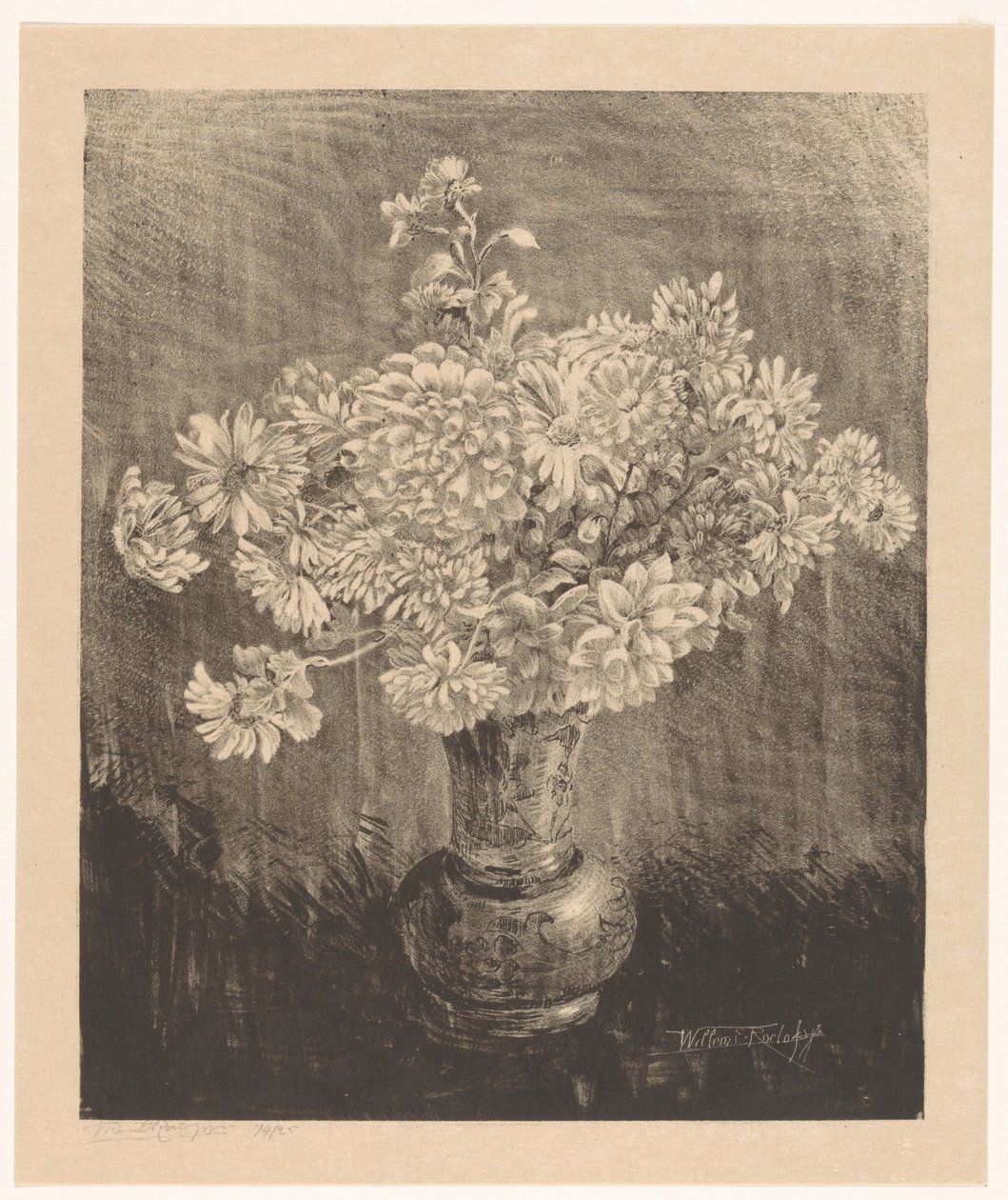 Chrysanthemums in a Vase by Willem Roelofs (II) (signed by artist)