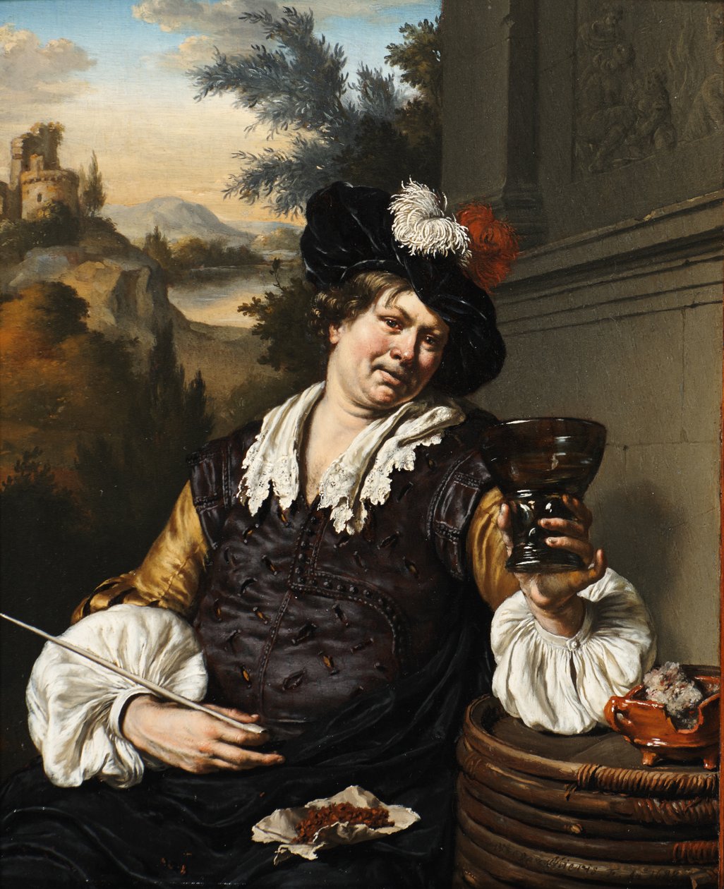 Seated Man Holding a Berkemeier and Pipe by Willem Van Mieris
