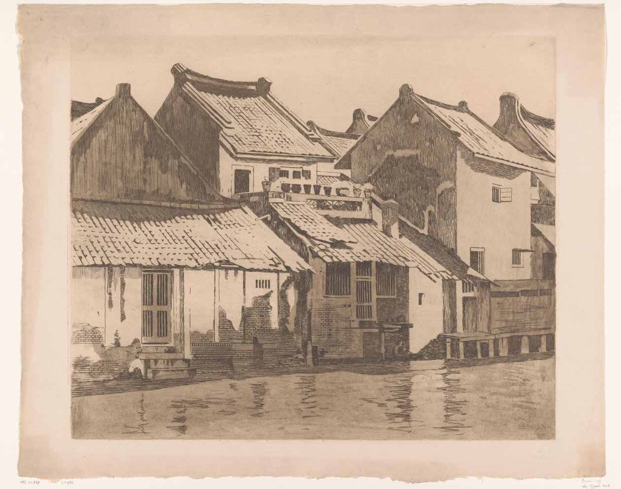 Rear Facades of Houses by a River in Batavia by Willem Witsen