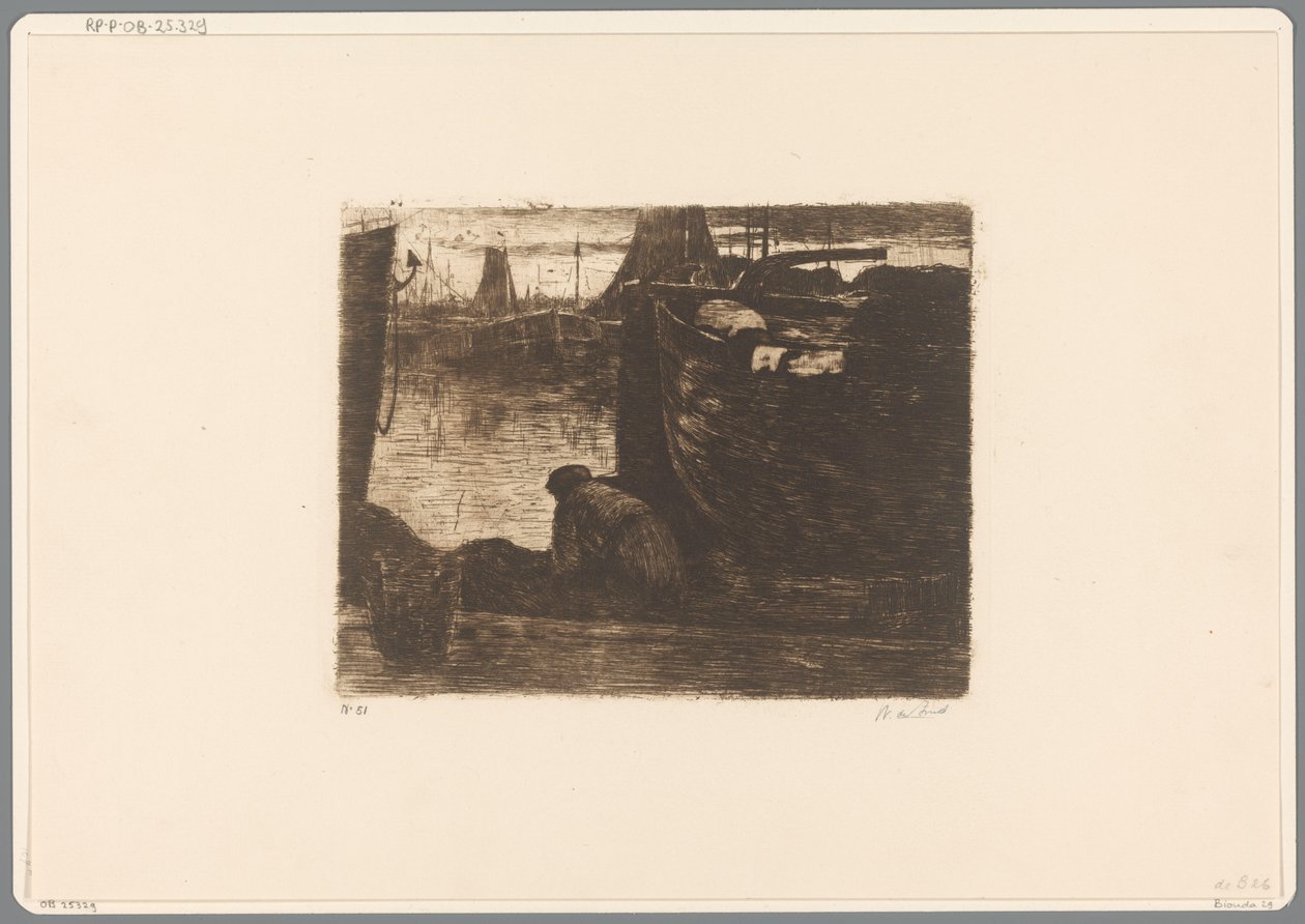 Man on the Quay of a Harbor (On the Quay) by Willem de Zwart (signed by artist)