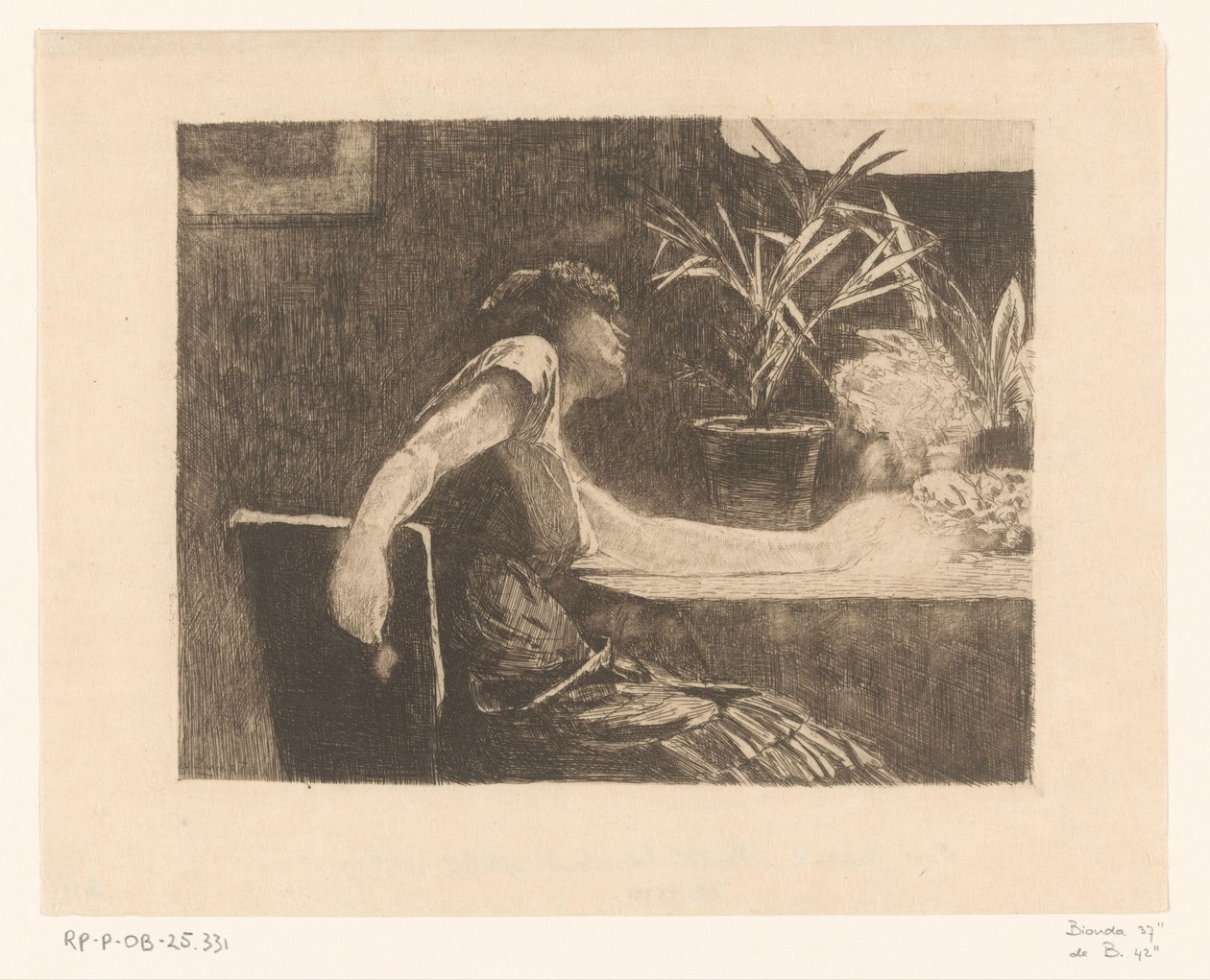Woman at a Table with Flowers by Willem de Zwart