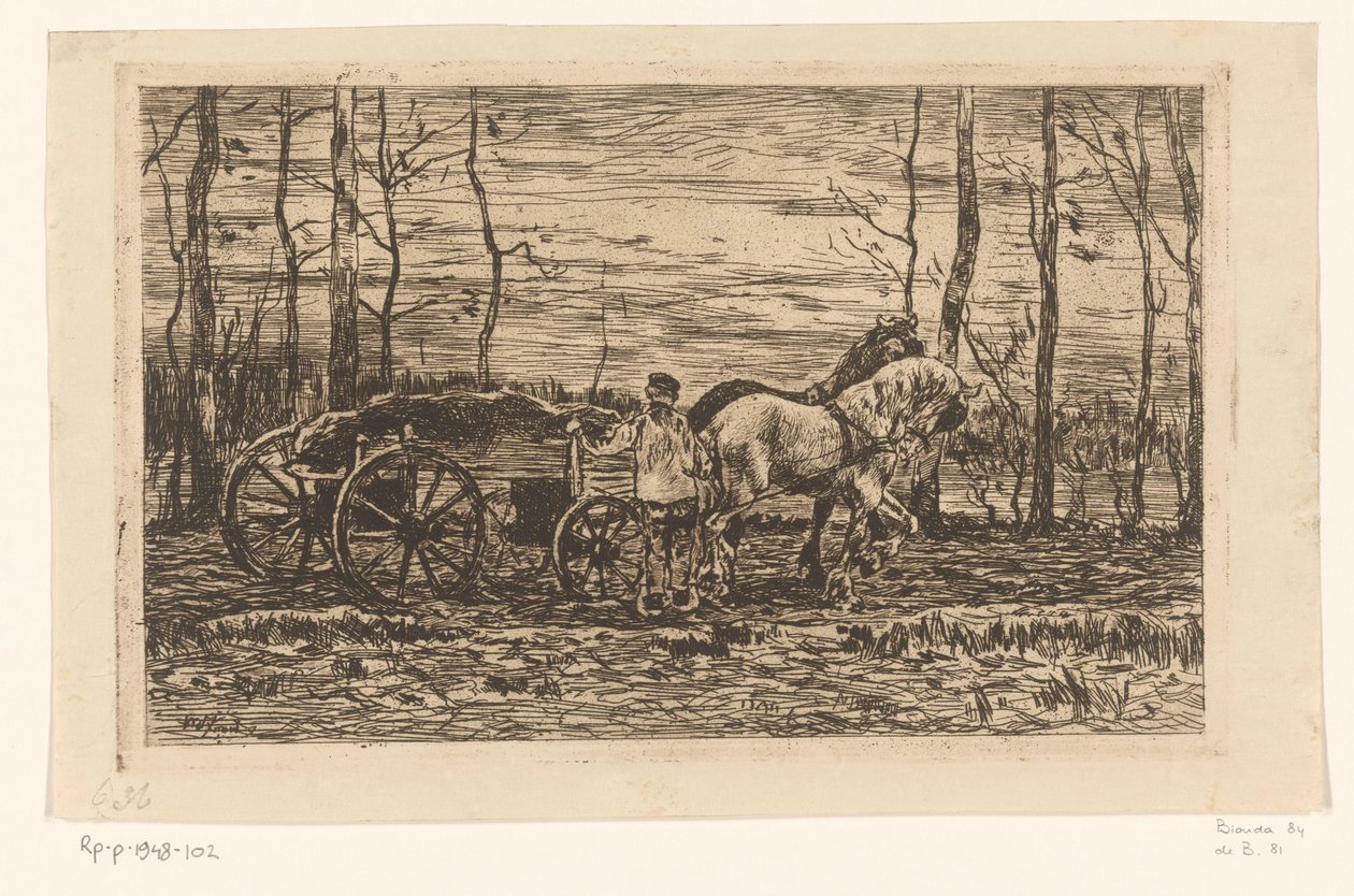 Cart with Firewood Pulled by Two Horses by Willem de Zwart