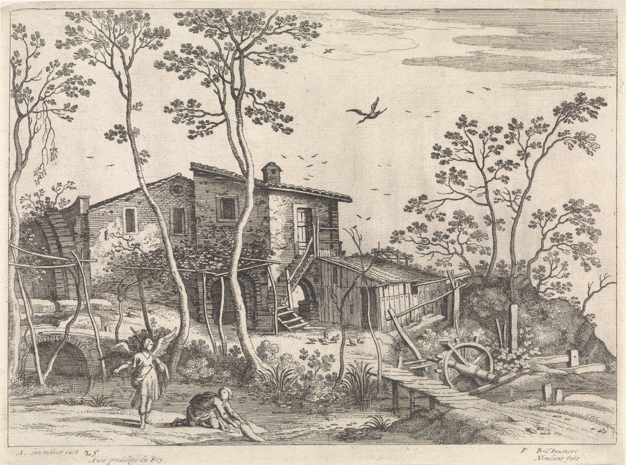 Landscape with Tobias and the Angel, Italian Landscapes (series title) by Willem van Nieulandt (II)