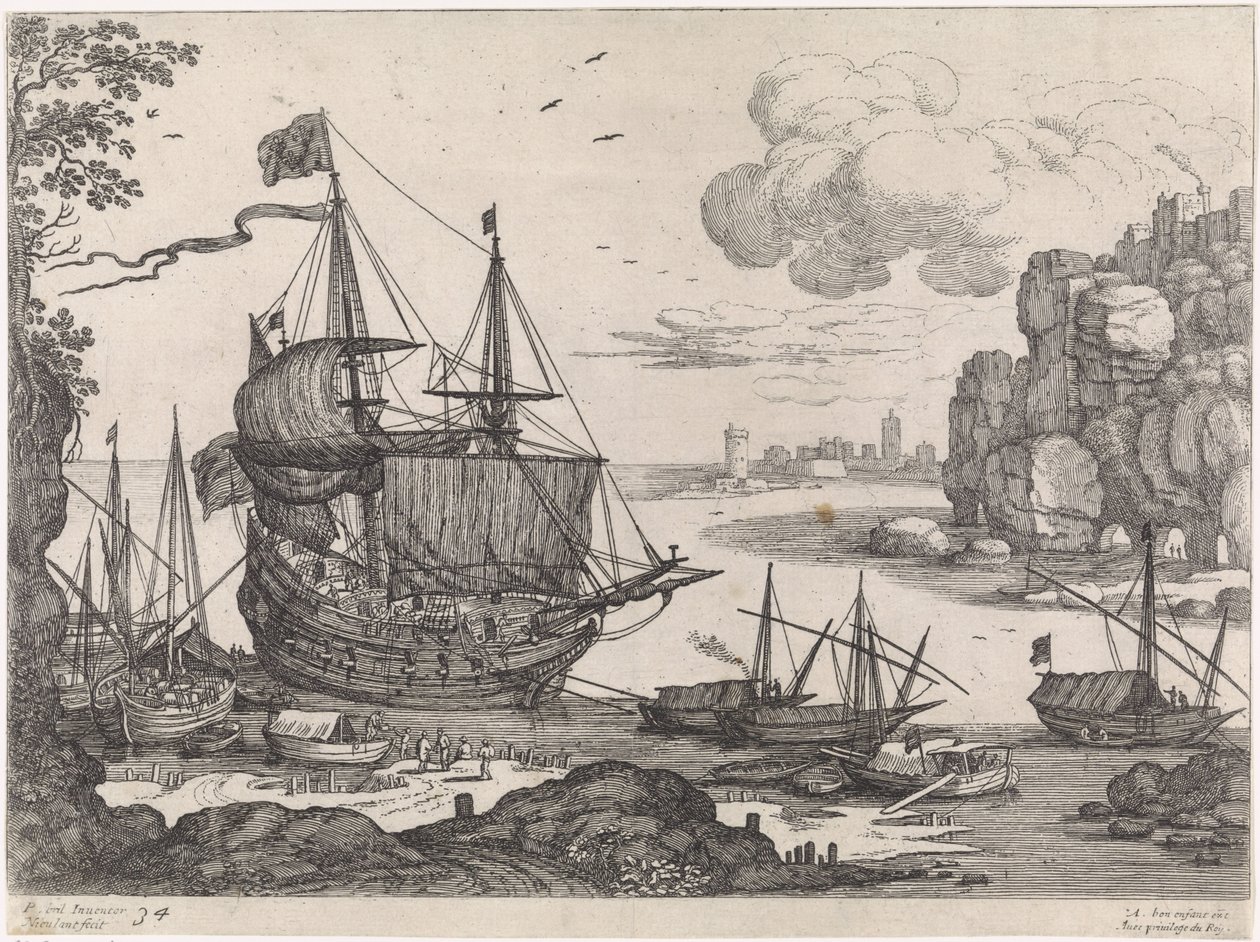 Ships in a Harbor by Willem van Nieulandt (II)