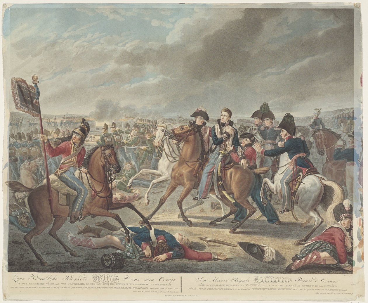 His Royal Highness William Prince of Orange in the Glorious Battle of Waterloo, June 18, 1815, Wounded at the Moment of Victory by Willem van Senus