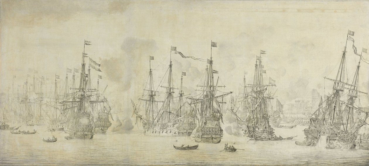 The Failed Attack of the English on the Return Fleet in the Port of Bergen, Norway, 12 August 1665: an Episode from the Second Anglo-Dutch War by Willem van de Velde (I)