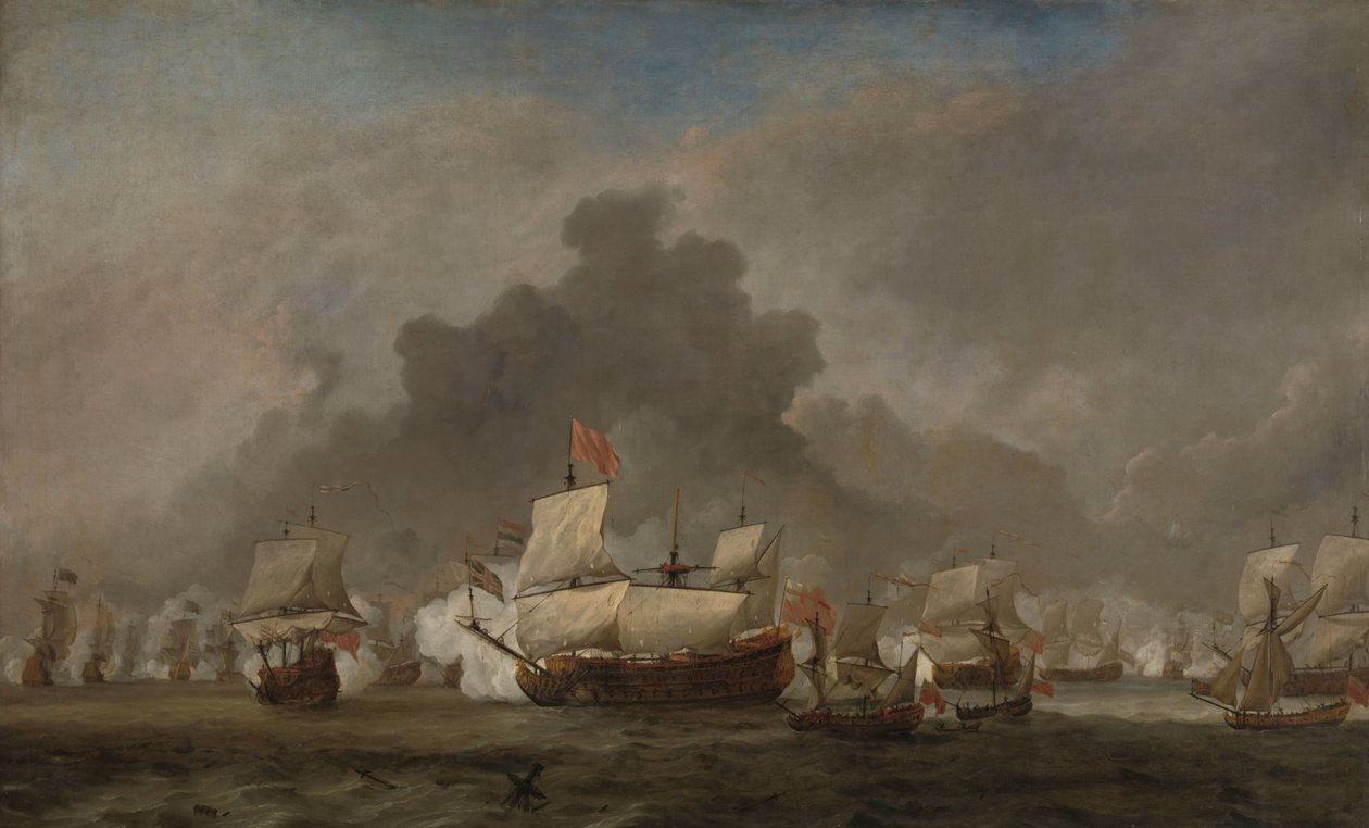 Naval Battle between Michiel Adriaensz de Ruyter and the Duke of York during the Battle of Solebay, 7 June 1672 by Willem van de Velde (II)