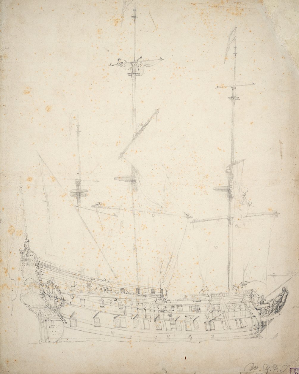 Portrait of a Dutch Two-Decker, c.1655 by Willem van de Velde the Younger