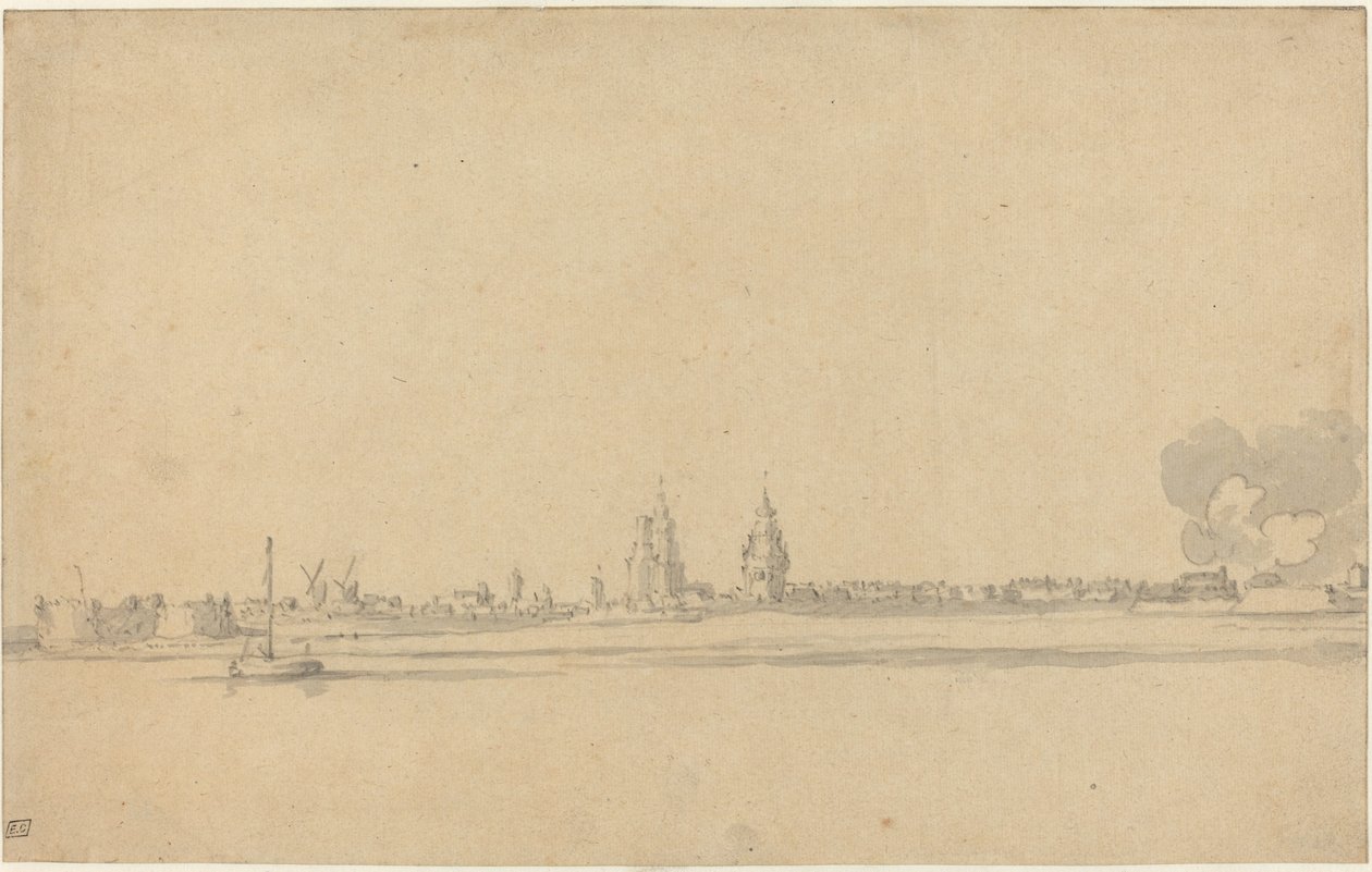 View of a Dutch Town (Delft?) by Willem van de Velde the Younger