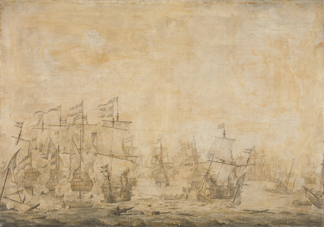Battle between the Dutch and Swedish Fleets by Willem van de the Elder Velde