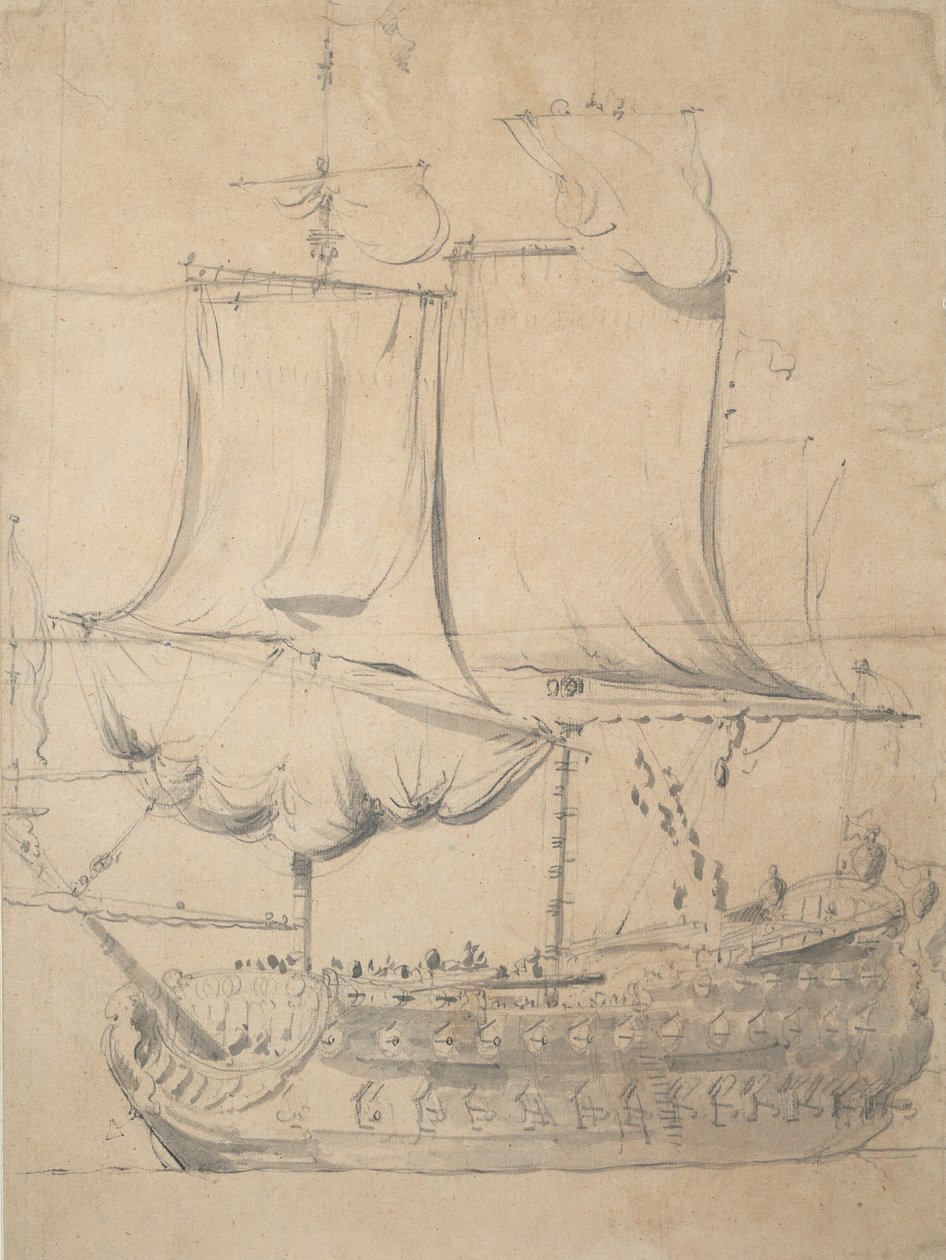 Portrait of an English third-rate, c.1685 by Willem van de the Elder Velde