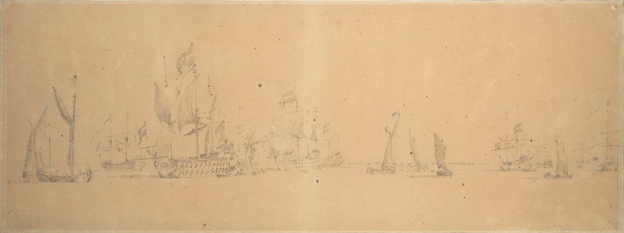 The Dutch fleet in light airs, c.1666 by Willem van de the Elder Velde