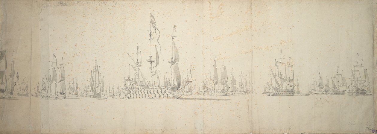 The day before the battle of Lowestoft, 2-12 June 1665 by Willem van de the Elder Velde