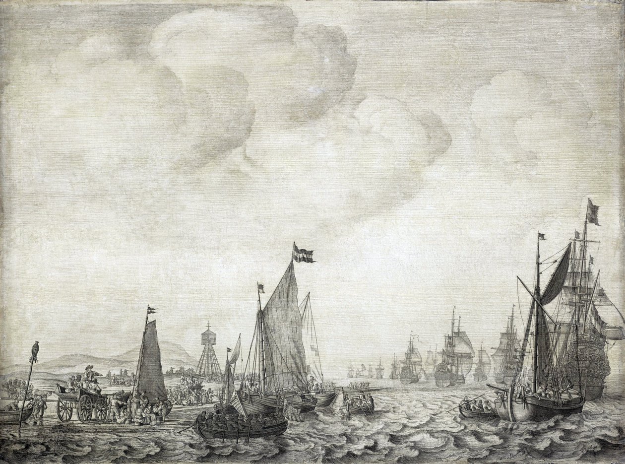 Trading Vessels to the Orient and Their Escort, Leaving Vlie, 9 June 1645 by Willem van de the Elder Velde