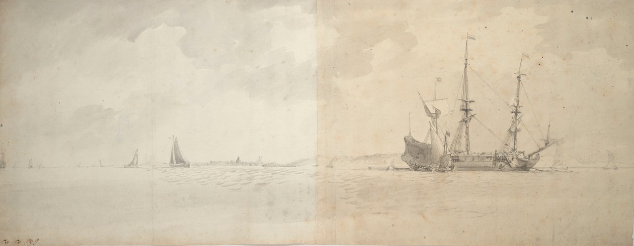 A Dutch man-of-war at anchor, c.1666 by Willem van de Velde the Younger