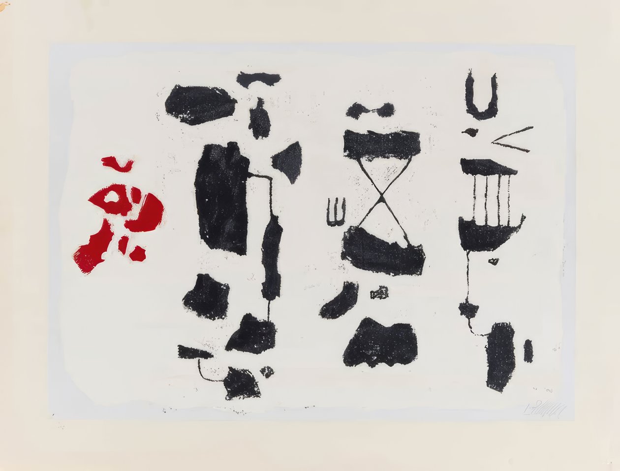 Black Signs - Black Figures with Red Form by Willi Baumeister