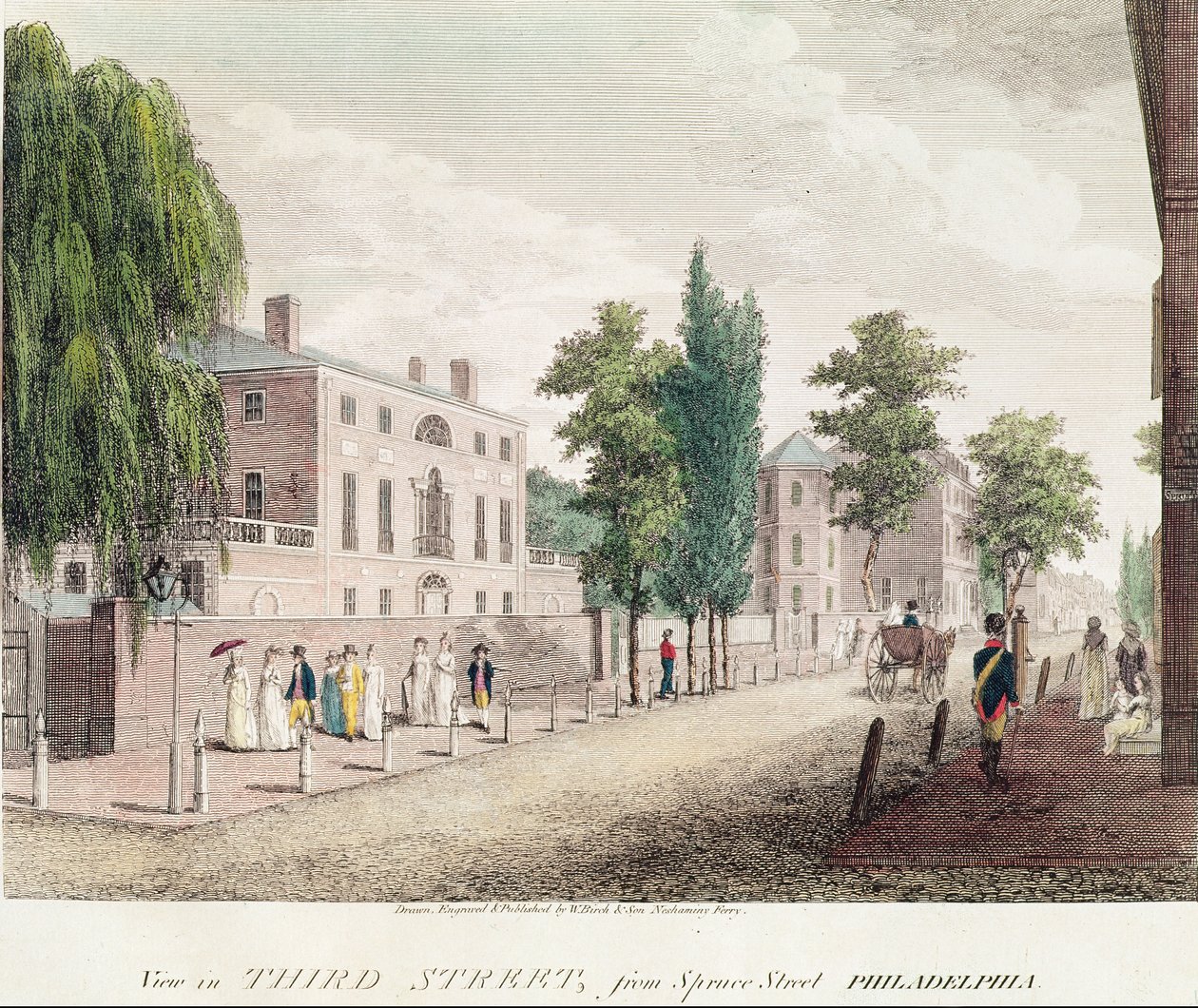 View of 3rd Street from Spruce Street, Philadelphia by William and Son Birch