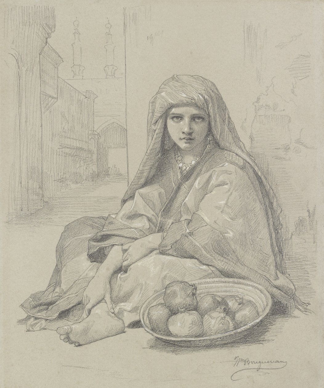 Algerian Girl Selling Pomegranates, 19th Century by William Adolphe Bouguereau